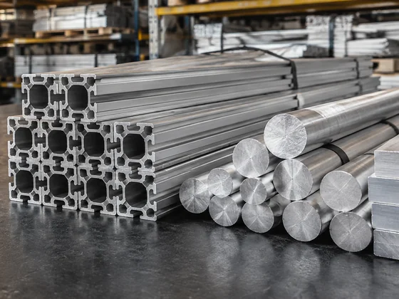 Aluminum profiles in production